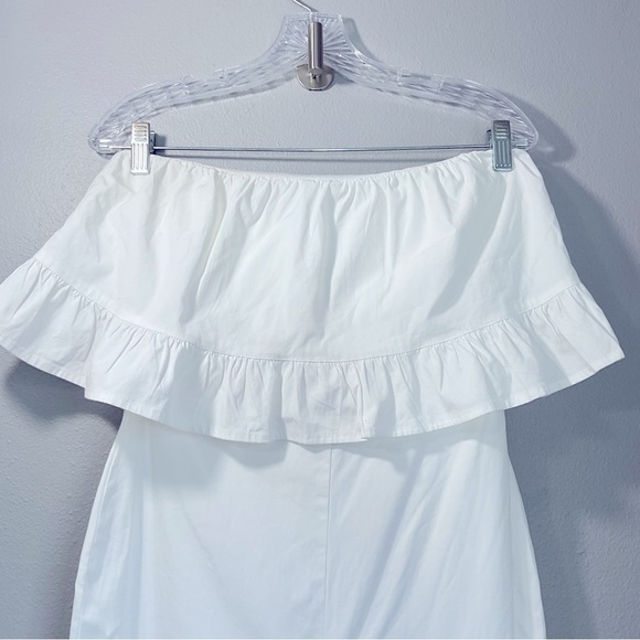 Lovers and Friends Nellie Jumpsuit white ruffle hem Small STRAPLESS CROP D121 - Picture 5 of 11